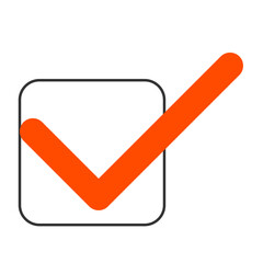 丸角四角形の枠に赤色のチェックマーク