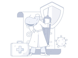 Medical Characters Anti-epidemic Flat Vector Concept Operation Hand Drawn Illustration
