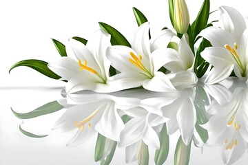 easter lily flowers on white background 3d rendering