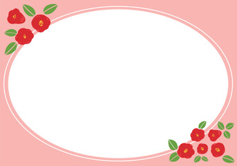 椿の丸いピンクのフレーム