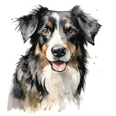 Tranquil Watercolor Dog Portrait with White Space