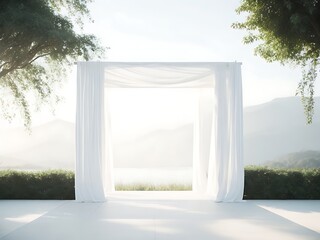simple backdrop wedding minimalist modern in the outdoor