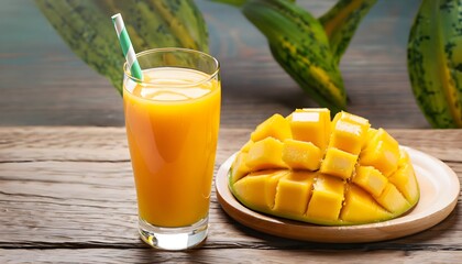 Mango juice and fruits, wallpaper 