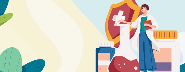 Medical Characters Anti-epidemic Flat Vector Concept Operation Hand Drawn Illustration
