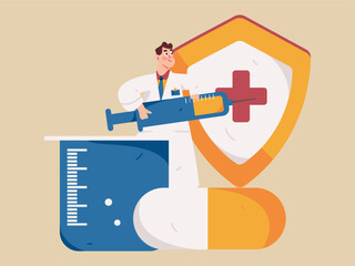 Medical Characters Anti-epidemic Flat Vector Concept Operation Hand Drawn Illustration
