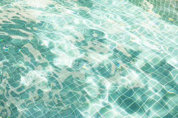 Water surface with waves on water surface wave effect You can see the blue square tiles at the bottom of the pool.