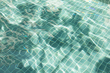 Water surface with waves on water surface wave effect You can see the blue square tiles at the bottom of the pool.