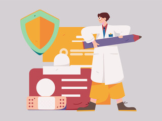 Medical Characters Anti-epidemic Flat Vector Concept Operation Hand Drawn Illustration
