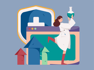 Medical Characters Anti-epidemic Flat Vector Concept Operation Hand Drawn Illustration
