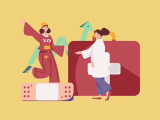 Medical Characters Anti-epidemic Flat Vector Concept Operation Hand Drawn Illustration
