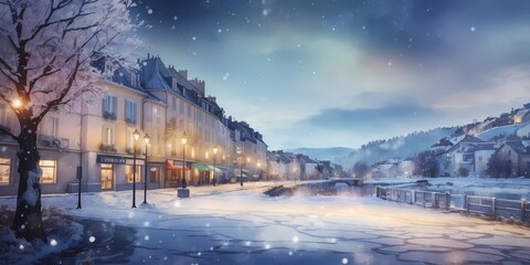 Cozy Countryside: Winter Landscape Poster of Southern France
