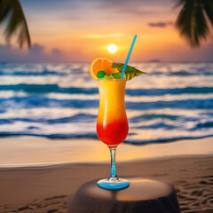 Tequila Sunrise, beach, dawn, cocktail,vacation, 