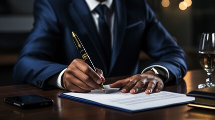 Signing a business contract, close-up on hand and pen, commitment, detailed