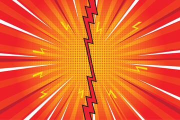 Comic Cartoon Book Background Halftone Pattern & Trendy Style in Sunburst.