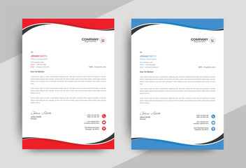 Minimalist, simple & clean corporate company business letterhead template design with color variation bundle