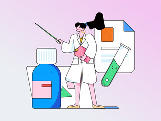 Fototapeta premium Medical Characters Anti-epidemic Flat Vector Concept Operation Hand Drawn Illustration 