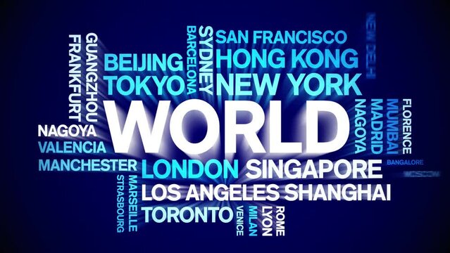World animated tag word cloud;text design animation kinetic typography seamless loop.