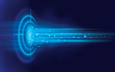Abstract dynamic light lines background. Abstract Technology blue light lines moving to Target symbol