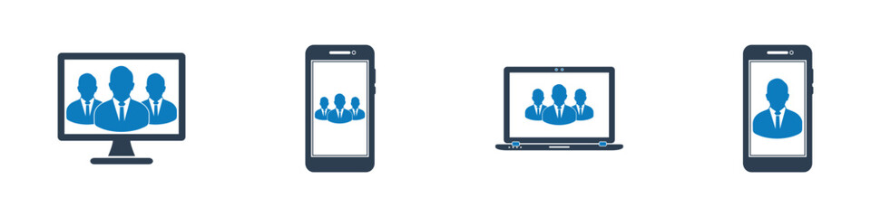 Online Business Icon Set. Editable Flat Vector Illustration.