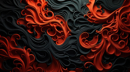 Eternal Zen: 3D Red Ink Abstraction. Generative AI