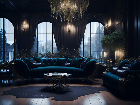  Living room, interior, room night home table light lights, architecture, chair, house, design,