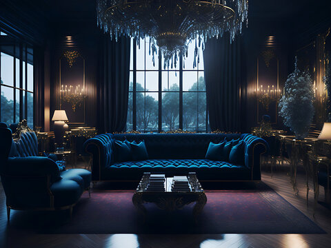  Living room, interior, room night home table light lights, architecture, chair, house, design,