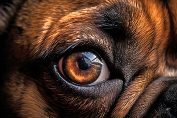 Close up of Bulldog dog eye. 