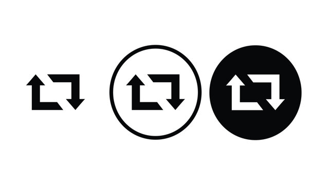 icon retweet black outline for web site design 
and mobile dark mode apps 
Vector illustration on a white background