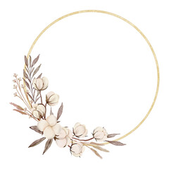 Watercolor Cotton Flower Frame