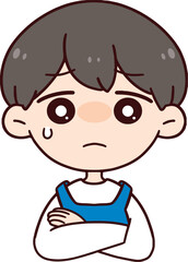 腕を組んでいる悩む主夫