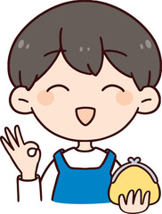 財布を持った笑顔の主夫