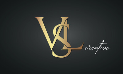 luxury letters VSL golden logo icon premium monogram, creative royal logo design	