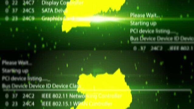 Uganda Map on Digital Technology Background