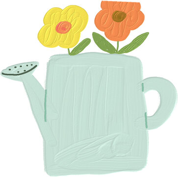 Oil Paint Cute Watering Can