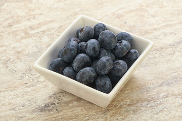 Sweet ripe blueberry heap in the bowl
