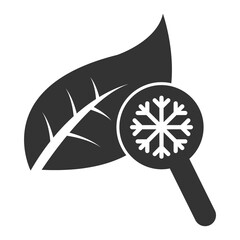 Vector illustration of zoom in leaf icon in dark color and transparent background().