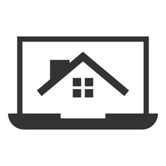 Vector illustration of home property laptops icon in dark color and transparent background(png).