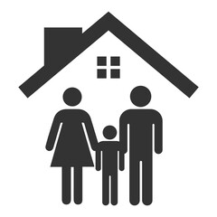 Vector illustration of family house icon in dark color and transparent background(png).