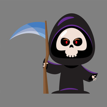 recommend clip art: Grim reaper . Cute halloween cartoon characters . Vector .