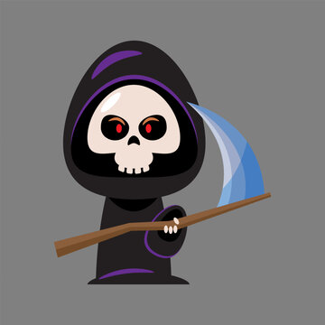 recommend clip art: Grim reaper . Cute halloween cartoon characters . Vector .