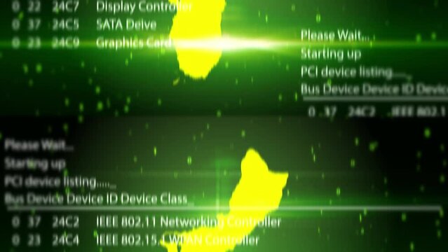 Guam Map on Digital Technology Background