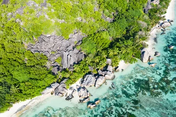 Fotobehang Anse Source D'Agent, La Digue eiland, Seychellen Anse Source D'Argent