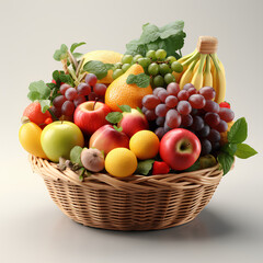 A bountiful fruit basket full of fresh fruit, Created with generative AI