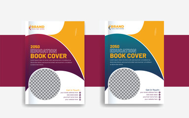 Annual report School book cover design template in a4 with vector

