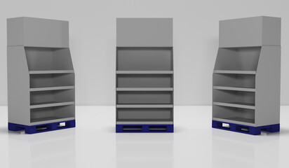 Customized Display Gondola Three Side. 3D Rendering. © Mahnoor