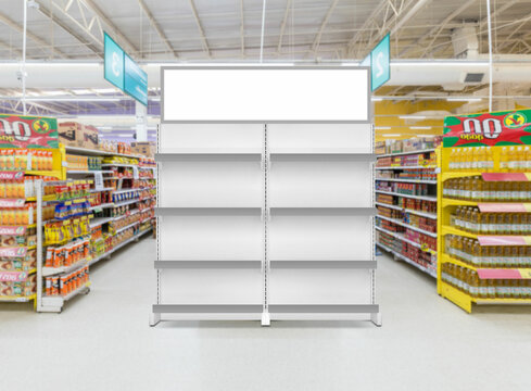 Supermarket Display Gondola front 3d illustration