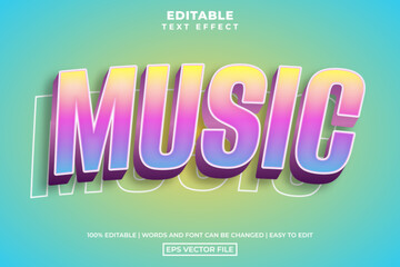 Modern music 3d gradient text style editable text effect template