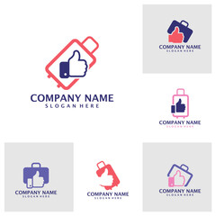 Set of Like Suitcase logo design concept vector. Suitcase logo design template