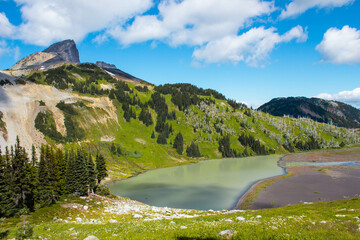 Mountain, lake, nature, forest, trees.