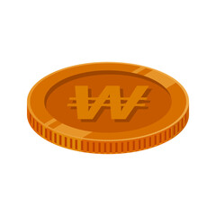 Won Korea Coin Bronze KRW Korean Copper Isolated